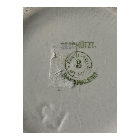 Vintage German Hand-Painted Floral Ceramic Pitcher 5” – Crackle Glaze, Black Rim - Picture 6 of 7